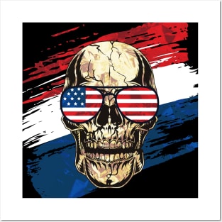 A badass shirt for anyone that loves America and skulls. Posters and Art